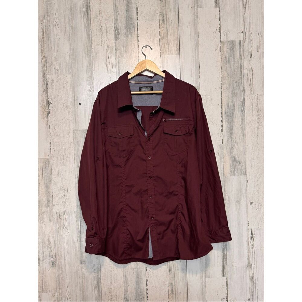 Triumph & Tragedy Burgundy Button-Up Shirt 2XL Long Sleeve Casual Top